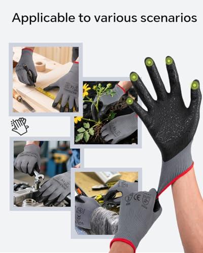 Miniatura de Guantes de Trabajo BOLTGARD Pro para Hombre, Agarre Nitrilo Ondulado y Táctil (6 Pares, Talla M) 5