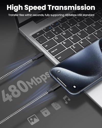 Miniatura de Paquete de 3 Cables USB C a USB C de 3m, 60W, Trenzado de Nylon 5