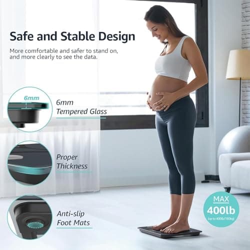Miniatura de Posture Scale for Body Weight, Digital Bathroom Smart Scale, 13 Body Composition Analyzer Sync Weight Scale BMI Health Monitor Sync Apps 400lbs - Black 5