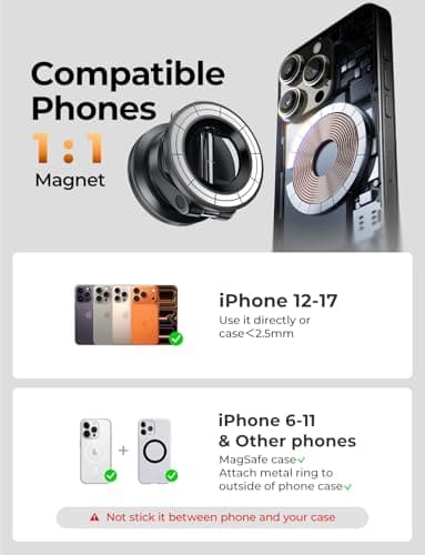 LISEN for Magsafe Car Mount, Magnetic Phone Holders for Your Car Vacuum, Phone Mount for Car Accessories for Women Men Jeep BMW, Suction Phone Holder Gifts Kits, for iPhone 17 Pro  thumbnail 7