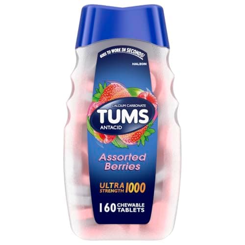 (S&S) TUMS Ultra Strength Chewable Antacid Tablets for Heartburn Relief and Acid Indigestion Relief, Assorted Berries - 160 Count