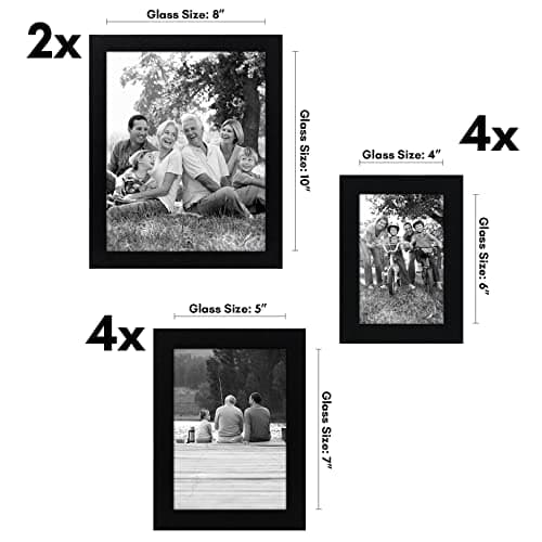 Americanflat Set of 10 Picture Frames with Shatter-Resistant Glass - Gallery Wall Frame Set with Two 8x10, Four 5x7 and Four 4x6 Frames - Signature Collection - Black thumbnail 2