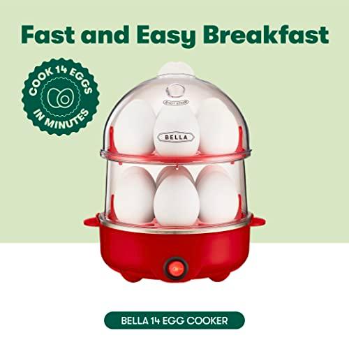 BELLA Double Tier Egg Cooker, Rapid Boiler & Poacher, Meal Prep Essential, Family Sized Meals: Make Up To 14 Large Boiled Eggs, Dishwasher Safe Parts, Poaching Tray Included, Red thumbnail 2