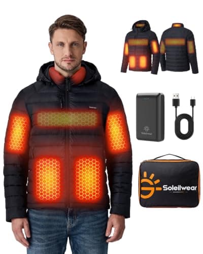 Chaqueta térmica de grafeno para hombre Soleilwear con batería de 16000mAh