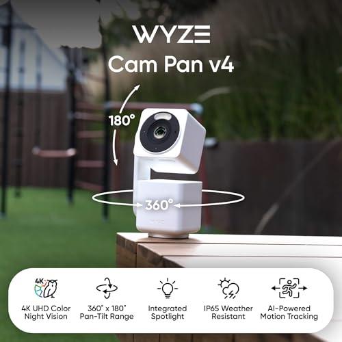 WYZE Cam Pan v4, 4K Smart Security Camera, AI Indoor/Outdoor Cameras for Home Security, Baby & Pet, Color Night Vision, 360° Pan/Tilt/8 x Digital Zoom, 2.4G & 5G, Works with Alexa  thumbnail 2