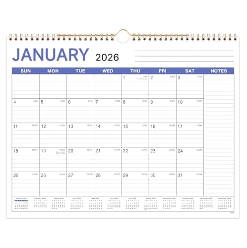 2026 Calendar - 2026 Wall Calendar from Jan. 2026 to Dec. 2026, 12 Month Calendars 2026 with Large Ruled Blocks and Julian Dates, 11.5''x14.5''