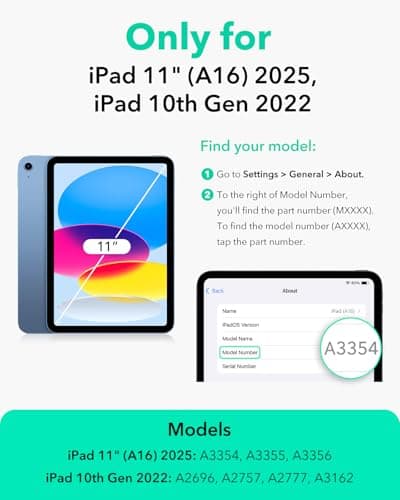 ESR for iPad A16 Case, iPad 11th/10th Generation Case (2025/2022), Vertical Stand Cover, Multi Stand Angles, Ultra-Stable Cover, Flip Series, Black thumbnail 2