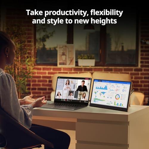 Anyuse Portable Monitor 15.6 Inch 1080P USB-C HDMI Ultra-Slim Travel Monitor with Kickstand, for Laptop, PC, Mac Phone, PS, Xbox, Swich IPS Ultra-Thin Zero Frame Gaming thumbnail 4