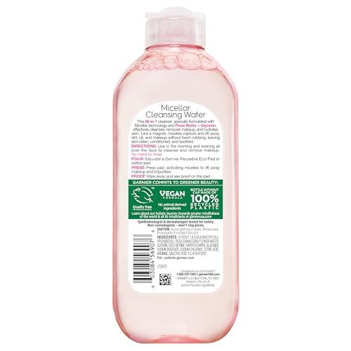 Garnier Micellar Water with Rose Water and Glycerin, Hydrating Facial Cleanser & Makeup Remover, For All Skin Types, Vegan, Cruelty Free, 13.5 Fl Oz (400mL), 1 Count thumbnail 11