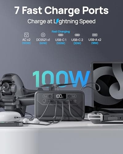 2026 Portable Power Station 89.6Wh LiFePO4 Battery, Solar Power Bank with AC Outlet 100W/110V, USB-C PD Two-Way Fast Charging Small Generator for Laptop, Camping, Home Backup, Offi thumbnail 4