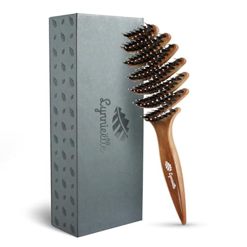 Lynnieëlle Boar Bristle Flexi Detangler Brush, Hair Brushes for Women | Extra Gentle on Sensitive Scalp, Wet & Dry Use for Fine Hair, Vented Brush for Women, Men & Kids - A Great Gift