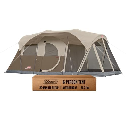Coleman WeatherMaster 6-Person Camping Tent with Screened Porch, Weatherproof Tent with Screen Room, Rainfly & Carry Bag Included, Made Without PFAS Chemicals