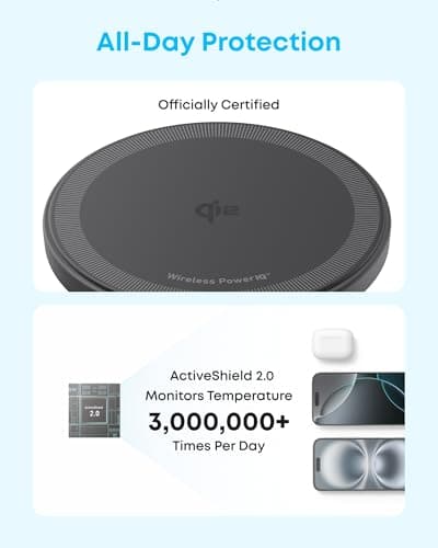 Anker Zolo Magnetic Wireless Charger, Qi2 Certified 15W MagSafe-Compatible Wireless Charging Pad, for iPhone 17/16/15/14/13/12 Series, AirPods, and More (1 Pack, Not for Pixel, Ada thumbnail 4