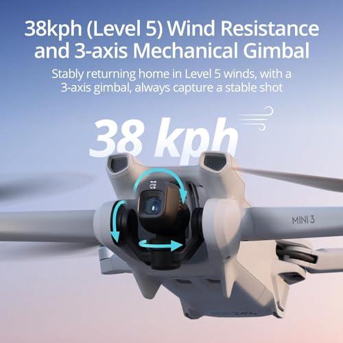 DJI Mini 3, Drones with Camera for Adults 4K, 38-min Flight Time, up to 32800ft (10km) Video Transmission, True Vertical Shooting, GPS Auto Return Integrated, Mini Drone with Camer
