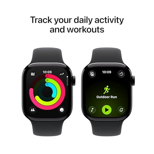 Apple Watch Series 11 [GPS 42mm] Smartwatch with Jet Black Aluminum Case with Black Sport Band - S/M. Sleep Score, Fitness Tracker, Health Monitoring, Always-On Display, Water Resi