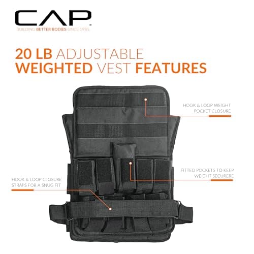 CAP 20 LB Adjustable Weighted Vest – Full Body Workouts, Cardio, Walking & Running, Weight Vest for Men and Women thumbnail 4