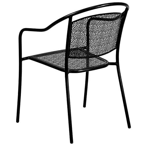 Flash Furniture Oia 5-Piece Commercial Grade Steel Patio Table and Chairs Set, Outdoor Dining Set with Square Table and 4 Round Back Chairs, Black thumbnail 4
