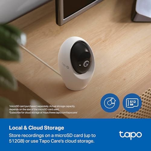 Tapo 4K Indoor Pan/Tilt Wired Security Camera - Works as a Baby Monitor, Person/Pet Detection, Facial Recognition, 360° AI Motion Tracking, Subscription-Free Local Storage or Optio thumbnail 11