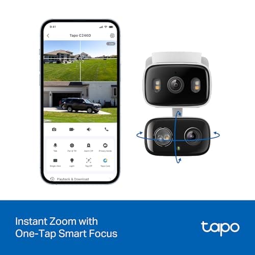 Tapo 2K Indoor/Outdoor Dual Lens Pan/Tilt Wired Security Camera - 125° Wide-Angle View + 6mm Zoom, Motion Track, Person/Vehicle Detection, Local Storage or Optional Cloud, C246D thumbnail 4