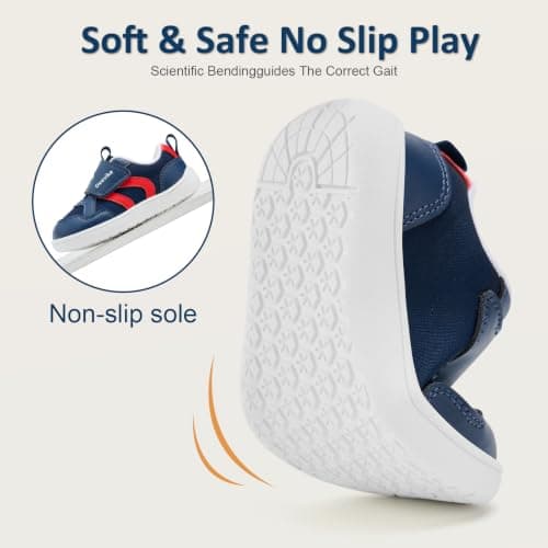 Deevike Kids Wide Fit Sneakers Boys Girls Toddler First Walker Shoes | Roomy Forefoot Fit, Breathable Upper, First Walker Design, Adjustable Strap, Rubber Outsole, Flexible Traction thumbnail 4