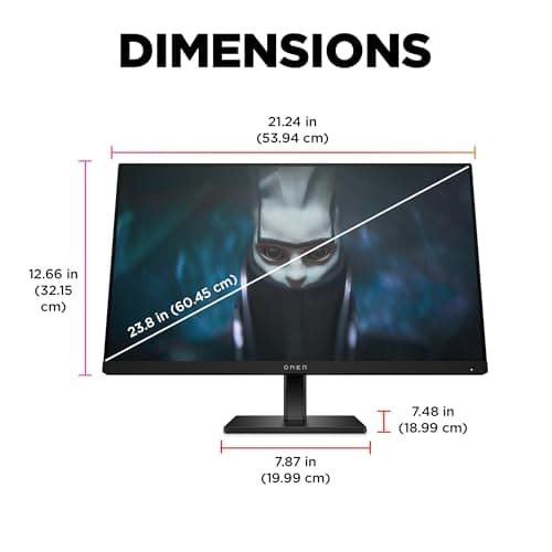 Miniatura de Monitor Gaming HP OMEN 23.8" FHD 165Hz, Panel IPS, 99% sRGB, AMD FreeSync Premium (2023) 6