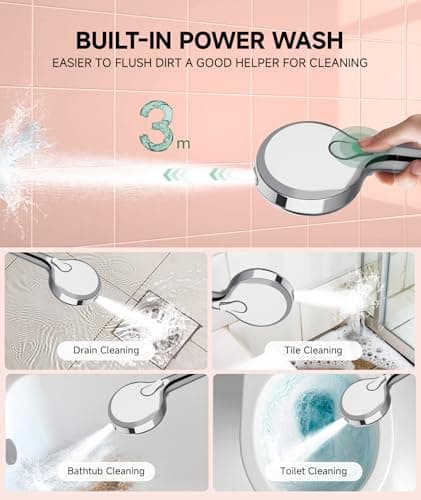 SunCleanse Filtered Shower Head with Handheld, 9-Spray Setting Detachable Showerhead with Filters, Shower Head for Hard Water - Filtered Chlorine, Improve Skin and Hair Texture, Ch