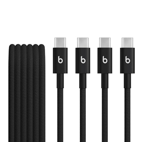 Cables USB-C a USB-C Beats Tejidos (Paquete de 2) - Carga Rápida, Duraderos y Antienredos (1.5 m) - Negro Bolt