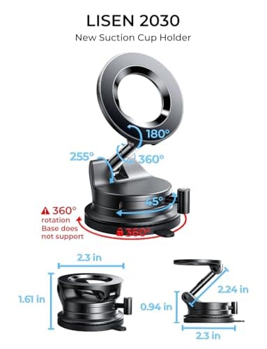 LISEN for Magsafe Car Mount, Magnetic Phone Holders for Your Car Vacuum, Phone Mount for Car Accessories for Women Men Jeep BMW, Suction Phone Holder Gifts Kits, for iPhone 17 Pro  thumbnail 9