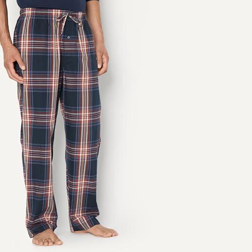 Amazon Essentials Men's Cotton Poplin Straight-Fit Pajama Pants with Drawstring Elastic Waist, Navy Large Plaid, Medium thumbnail 2