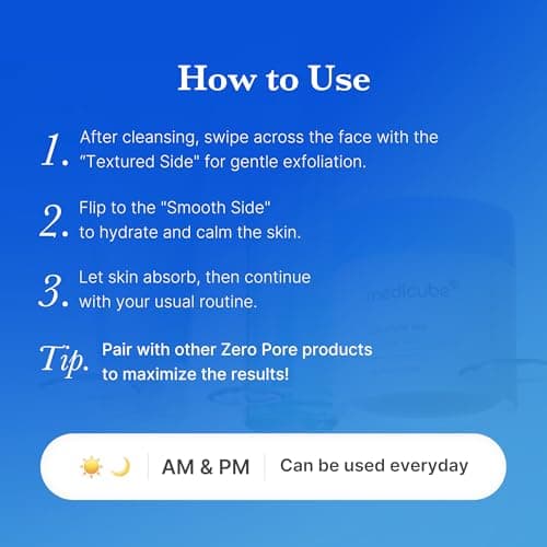 medicube Toner Pads Zero Pore Pad 2.0 | Dual-Textured Facial Pad for Exfoliation and Pore Care with 4.5% AHA Lactic Acid, 0.45% BHA Salicylic Acid | Ideal for All, Korean Skin Care thumbnail 7