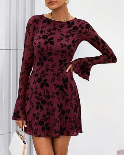 Miniatura de Mini Vestido Floral BTFBM para Invitada de Boda Otoño 2026 2