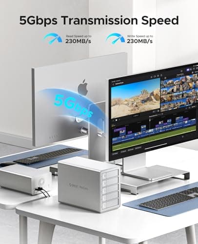 ORICO 5 Bay RAID External Hard Drive Enclosure 110TB Max, USB 3.0 DAS Storage Station for 2.5/3.5 inch SATA HDD SSD with 150W Built-in Power Supply thumbnail 3