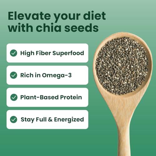 Sanar Naturals Chia Seeds | High Fiber Supplement, GLP-1 Support, Plant-Based Protein with Omega-3 | Superfood for Smoothies Baking and Oatmeal | Vegan, Non-GMO, Raw Bulk, Gluten F thumbnail 3