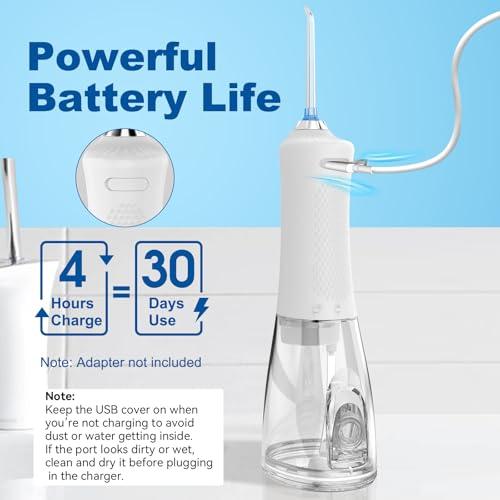 WellLeo Water Flosser for Teeth, 300ML Cordless Oral Irrigator Rechargeable Dental Flosser Picks with 5 Modes 5 Jet Tips,IPX7 Waterproof Teeth Cleaner for Braces Gum Care, Home Tra thumbnail 7