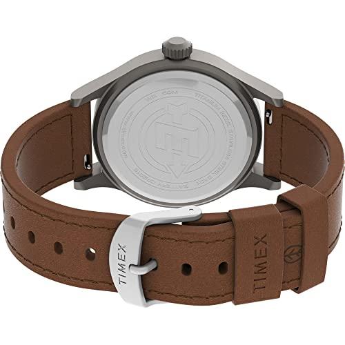 Timex Men's Expedition Scout 40mm Watch – Gray Case Black Dial with Brown Ecco DriTan Leather Strap thumbnail 4
