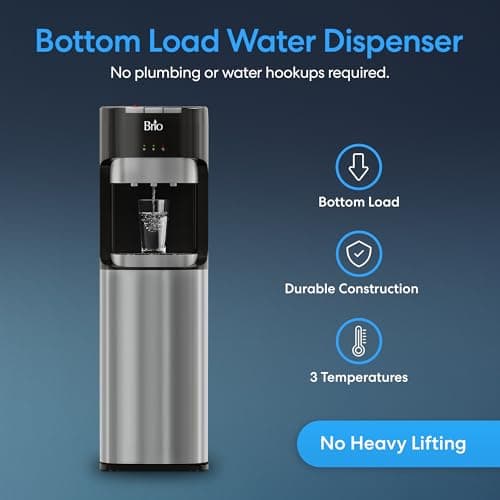 Miniatura de Dispensador de Agua Brio Carga Inferior - 3 Temperaturas, Seguro Niños, Acero Inoxidable 2