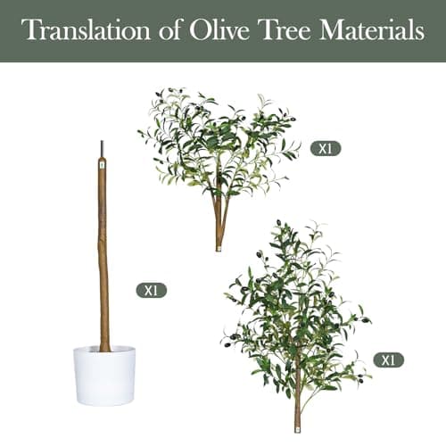 Miniatura de Olivo Artificial Sillaff de 6 Pies con Maceta y Frutos para Interiores 7