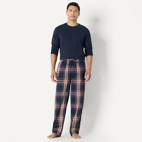 Amazon Essentials Men's Cotton Poplin Straight-Fit Pajama Pants with Drawstring Elastic Waist, Navy Large Plaid, Medium thumbnail 5