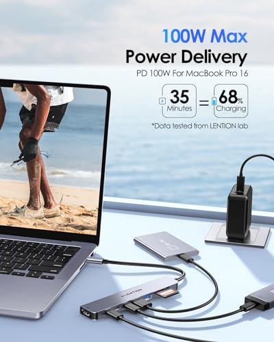 Hub USB C LENTION 8 en 1 con HDMI 4K@60Hz, PD 100W y Lector de Tarjetas para MacBook