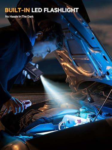 AIRSURE Tire Inflator Portable Air Compressor, 150 PSI Fast Inflation Cordless Air Pump with LED Light, Auto Shut-Off, Rechargeable Battery for Car, Motorcycle, Bike, and Sports Ba thumbnail 5