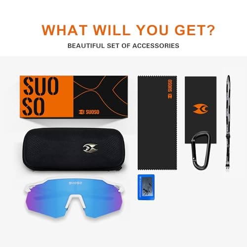 suoso Sports Cycling Sunglasses for Men: Lightweight UV Protection Polarized Sun Glasses for Youth Baseball Softball Running thumbnail 7