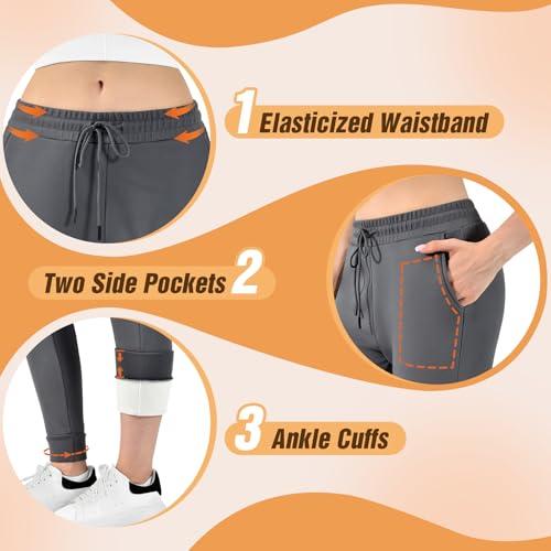 Miniatura de Walifrey Fleece Lined Joggers for Women with Pocket, Women's Warm Sweatpants for Winter Hiking Jogging and Workout,1 Pack Black M 4