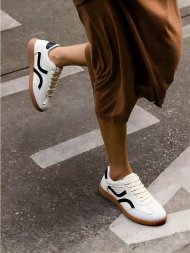 Miniatura de Tenis ZeroRun Retro para Mujer: Estilo Casual, Antideslizantes y Comodidad Total (Blancos) 7