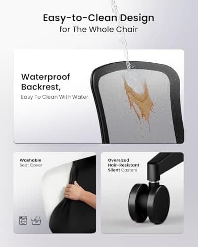 ProtoArc Ergonomic Office Chair – Flexer Mesh Couputer Chair for Women, Foam Sliding Seat, 125° Recline, Home Desk Chairs for Small Spaces, Stylish & Comfortable – Black thumbnail 9