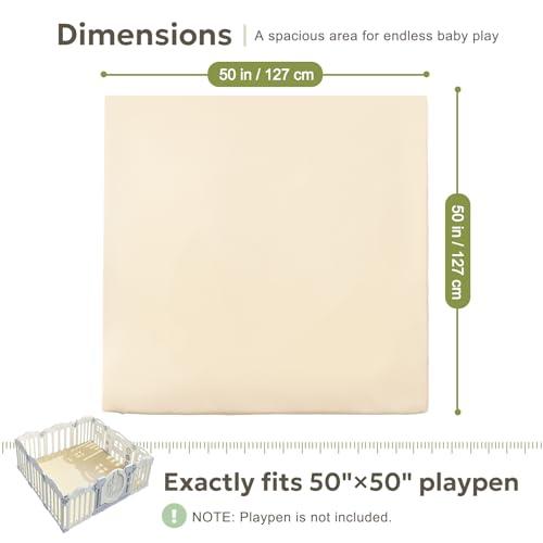 Baby Mat for Floor, Thick Soft Non-Toxic Vegan Leather Baby Play Mat, Waterproof Foam Play Mat, Padded Play Mat for Baby, 50x50 Playpen Mat, Infant Playmat for Baby Girls and Boys, thumbnail 2