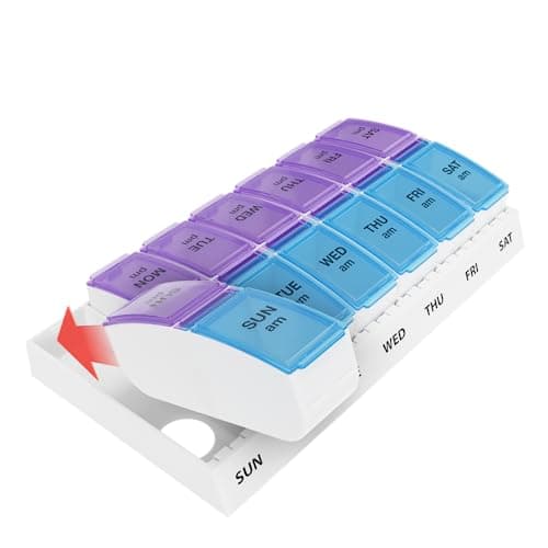 EZY DOSE: Organizador Semanal de Pastillas AM/PM con Pop-Outs