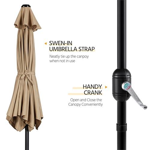 Yaheetech 9FT Patio Umbrella Outdoor with Heavy Duty Base Included,Table Umbrella with Push Button Tilt and Crank, UV Protection Waterproof for Yard/Outdoor/Wedding Parties and Eve thumbnail 9