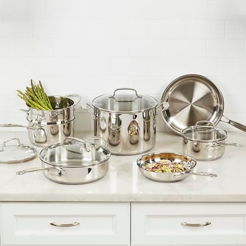 Batería de Cocina Cuisinart Chef's Classic de 11 Piezas, Acero Inoxidable y Compatible con Inducción