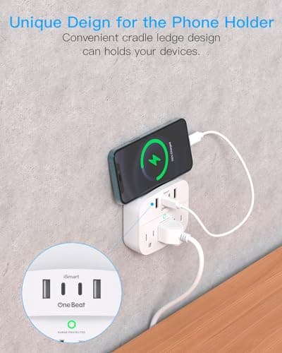 Miniatura de One Beat 2 Pack Multi Plug Outlet Splitter with USB,Surge Protector Outlet Extender with 3 Wall Outlets 4 USB Wall Charger(2 USB C),490 J, ETL Listed,Small Outlet Adapter Plug Exte 5