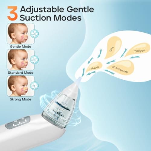 Baby Electric Nasal Aspirator, 3 Suction Levels, 3 Interchangeable Silicone Tips, Music & Light thumbnail 3